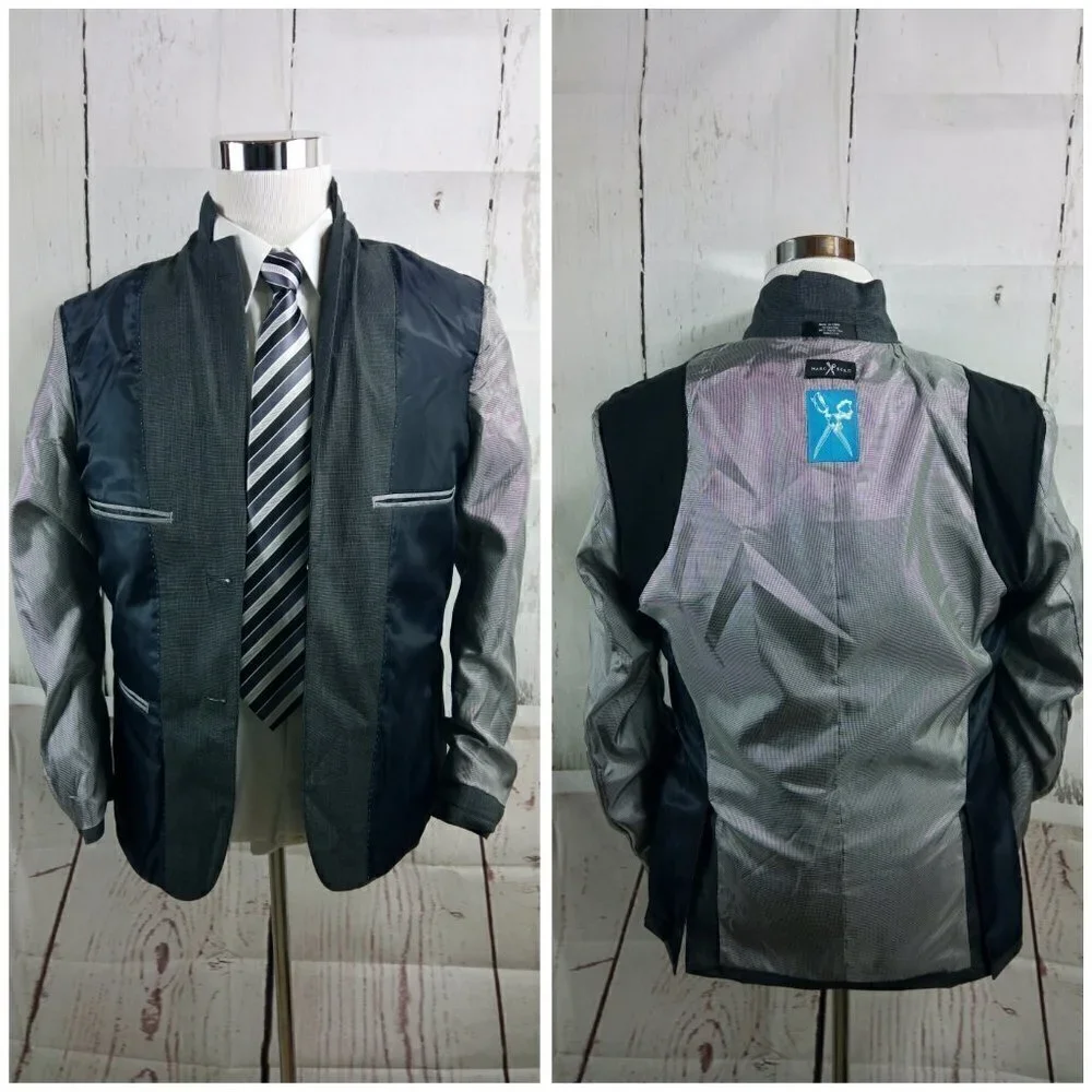 Marc Ecko 36S 2 Button Dark Gray Birdseye Suit Blazer Sport Coat